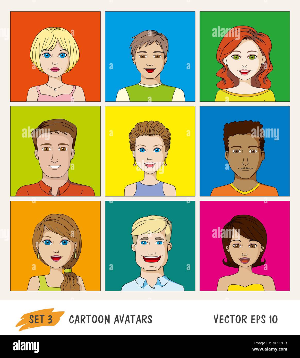 Set of cartoon people avatar icons Stock Photo - Alamy