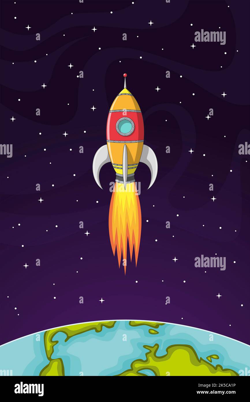 Space rocket flying in space out of the Earth Stock Photo Alamy