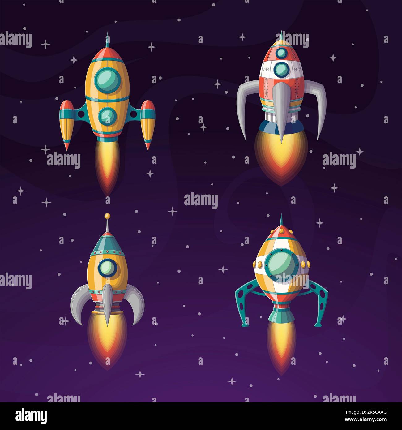 Collection of some rockets in space, illustration Stock Photo Alamy