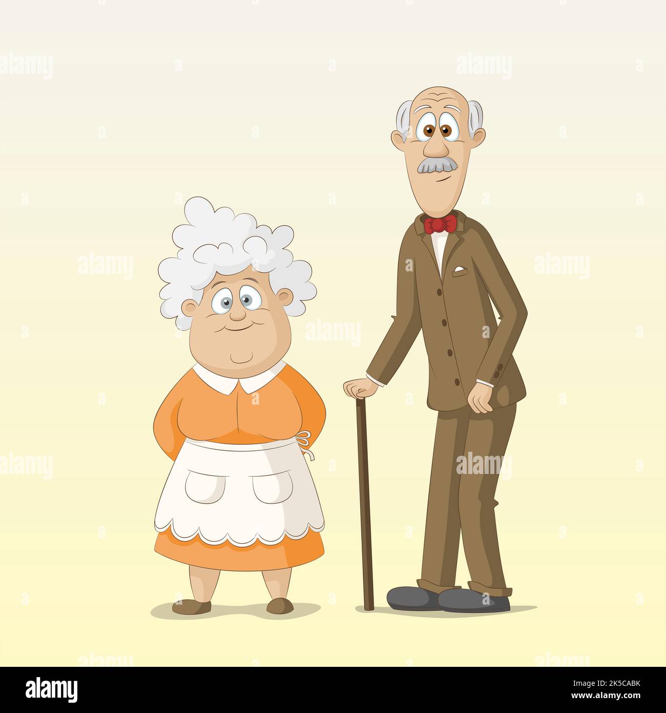Cute grandparents, grandma and grandpa, illustration Stock Photo