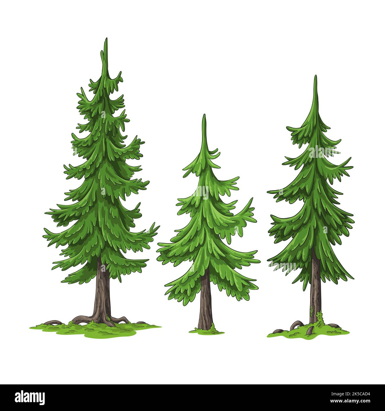 Collection of some cartoon trees, hand draw illustration Stock Photo