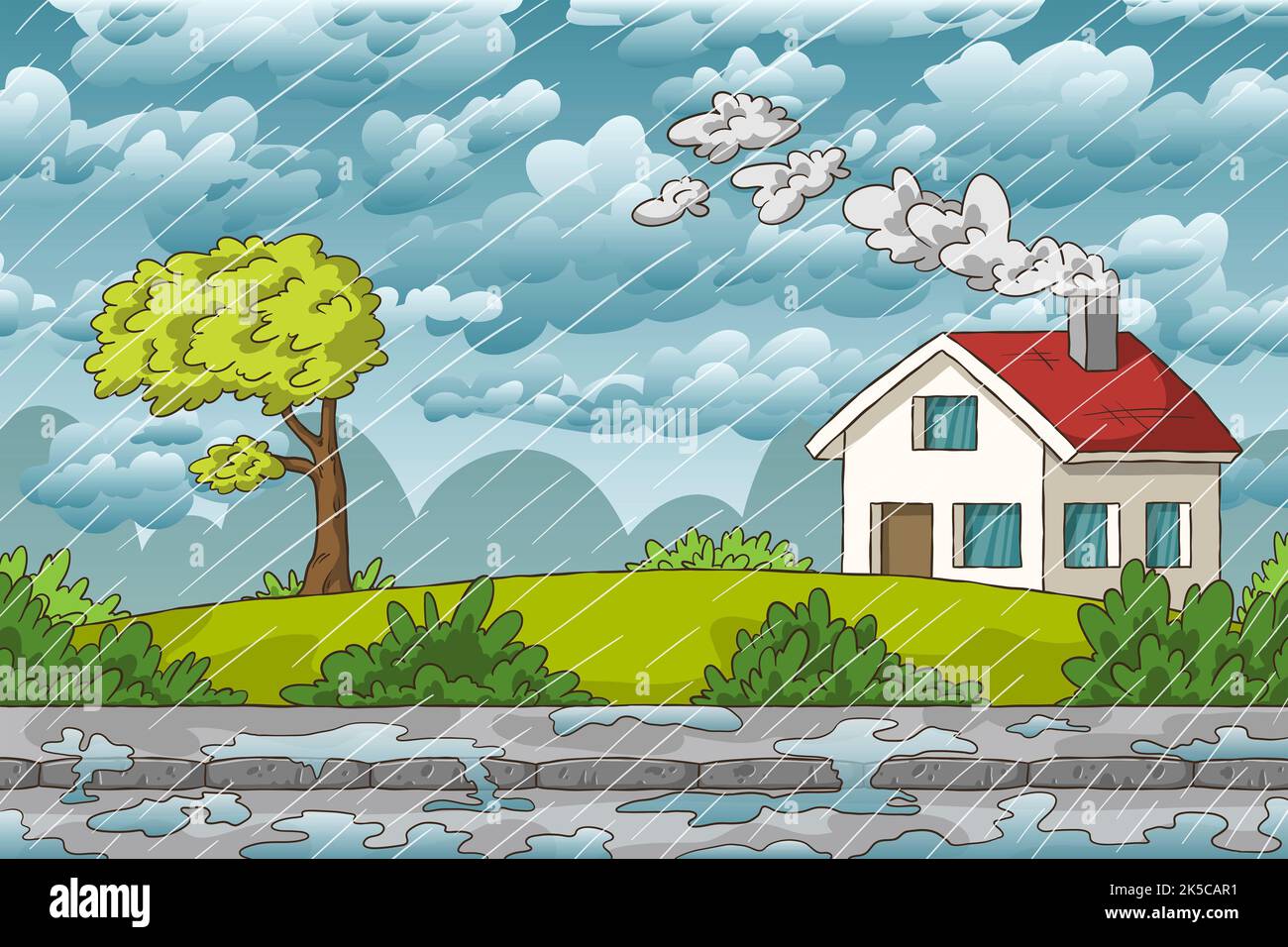 Cartoon house in rain hi-res stock photography and images - Alamy