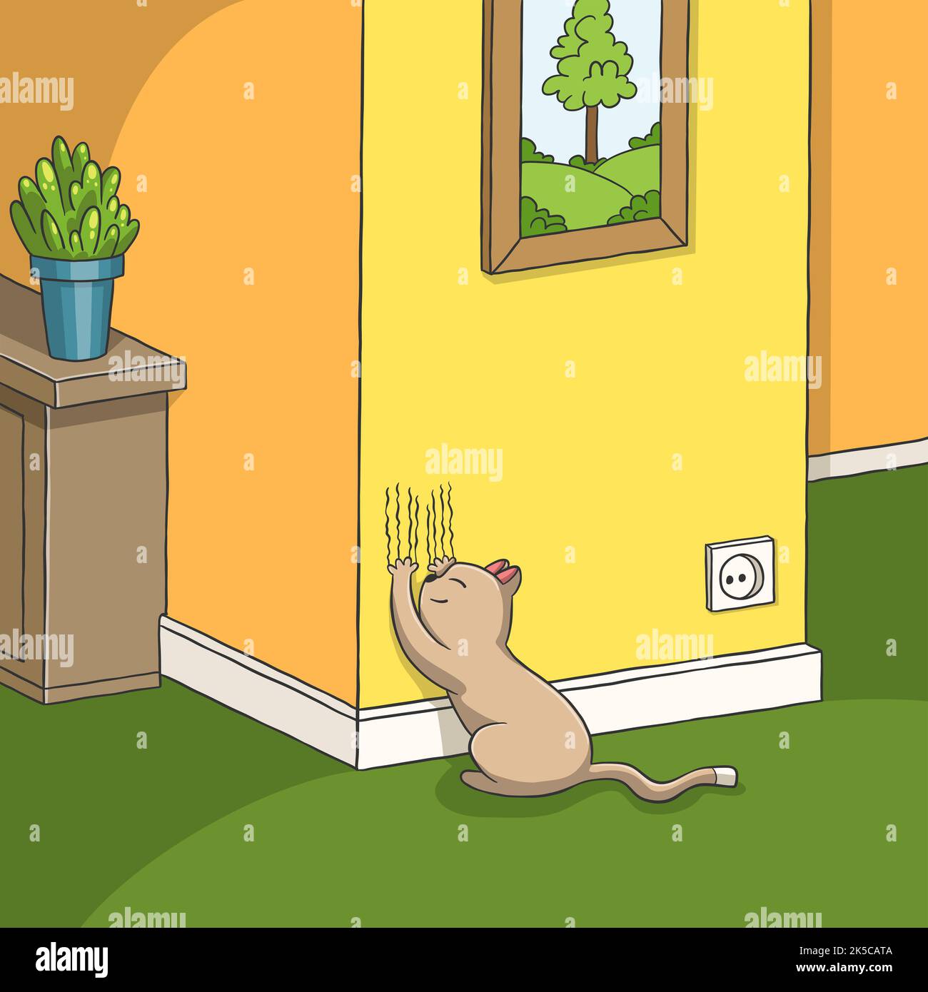 Cat scratches the wall Stock Photo Alamy
