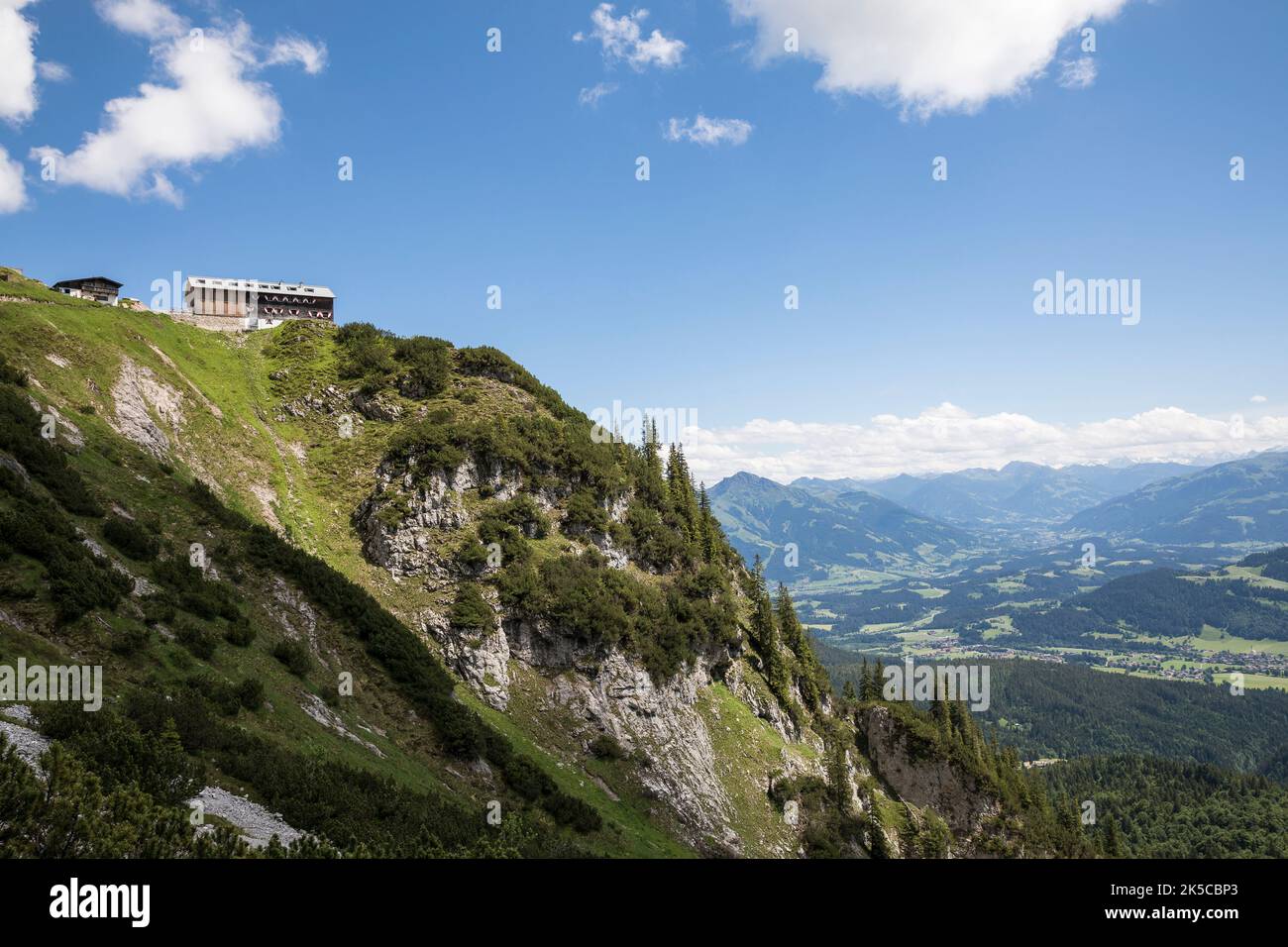 The Gruttenhütte (1620 m) at the Wilder Kaiser, Kaisergebirge, valley town Ellmau, Tyrol, Austria Stock Photo