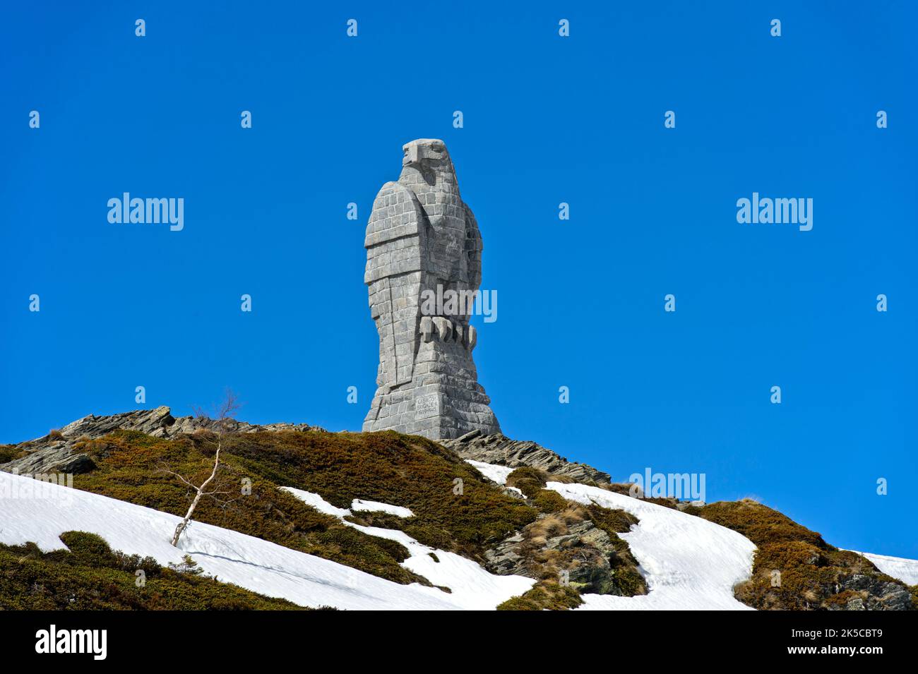 Statue Simplon Eagle on the Simplon Pass, Simplon, Valais, Switzerland Stock Photo