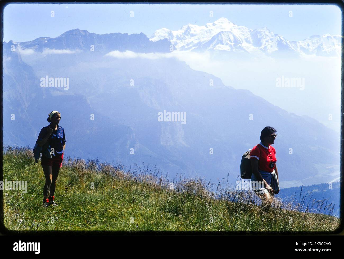 Mountain hiking at the Pointe of Arreu, Haute-Savoie, France Stock