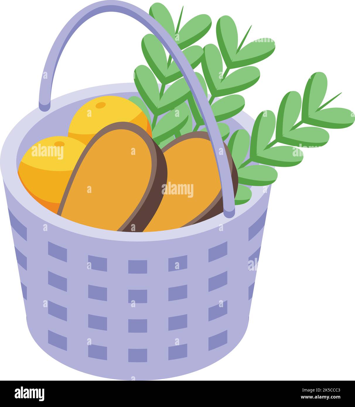 Easter basket icon isometric vector. Spring decoration. Greeting gift Stock Vector