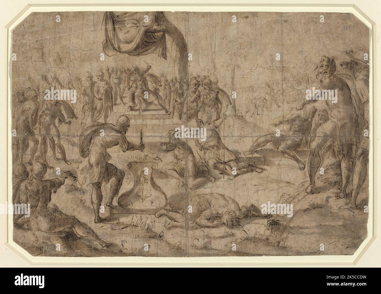 Sacrifice Scene (Gaius Mucius Scaevola?), late 16th century Stock Photo