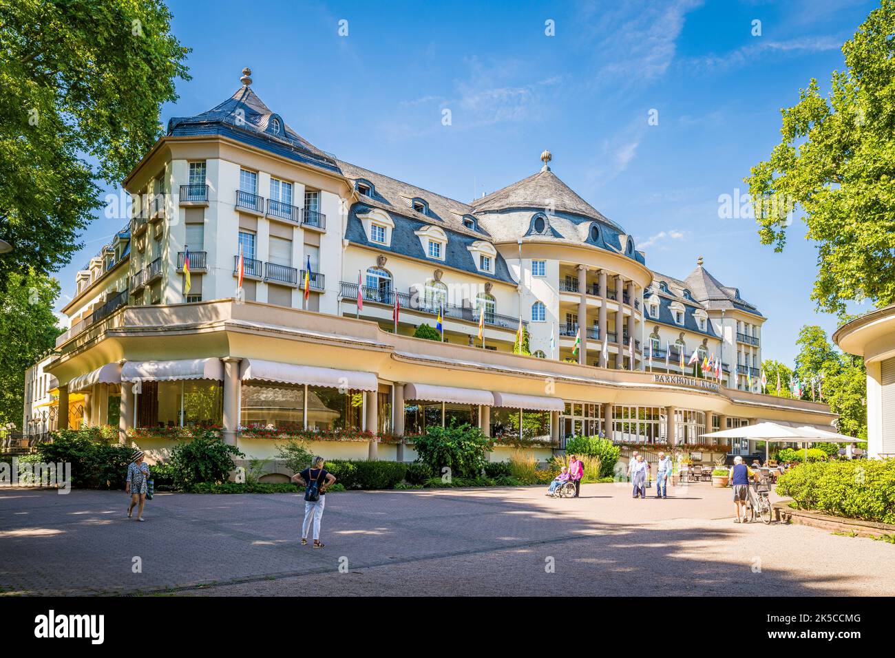 Kurhaus Bad Kreuznach on Wörth Island along the Nahe River Stock Photo