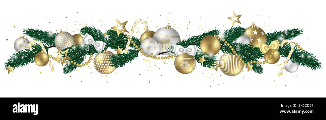 Christmas balls stars and bows isolated on white background - design ...