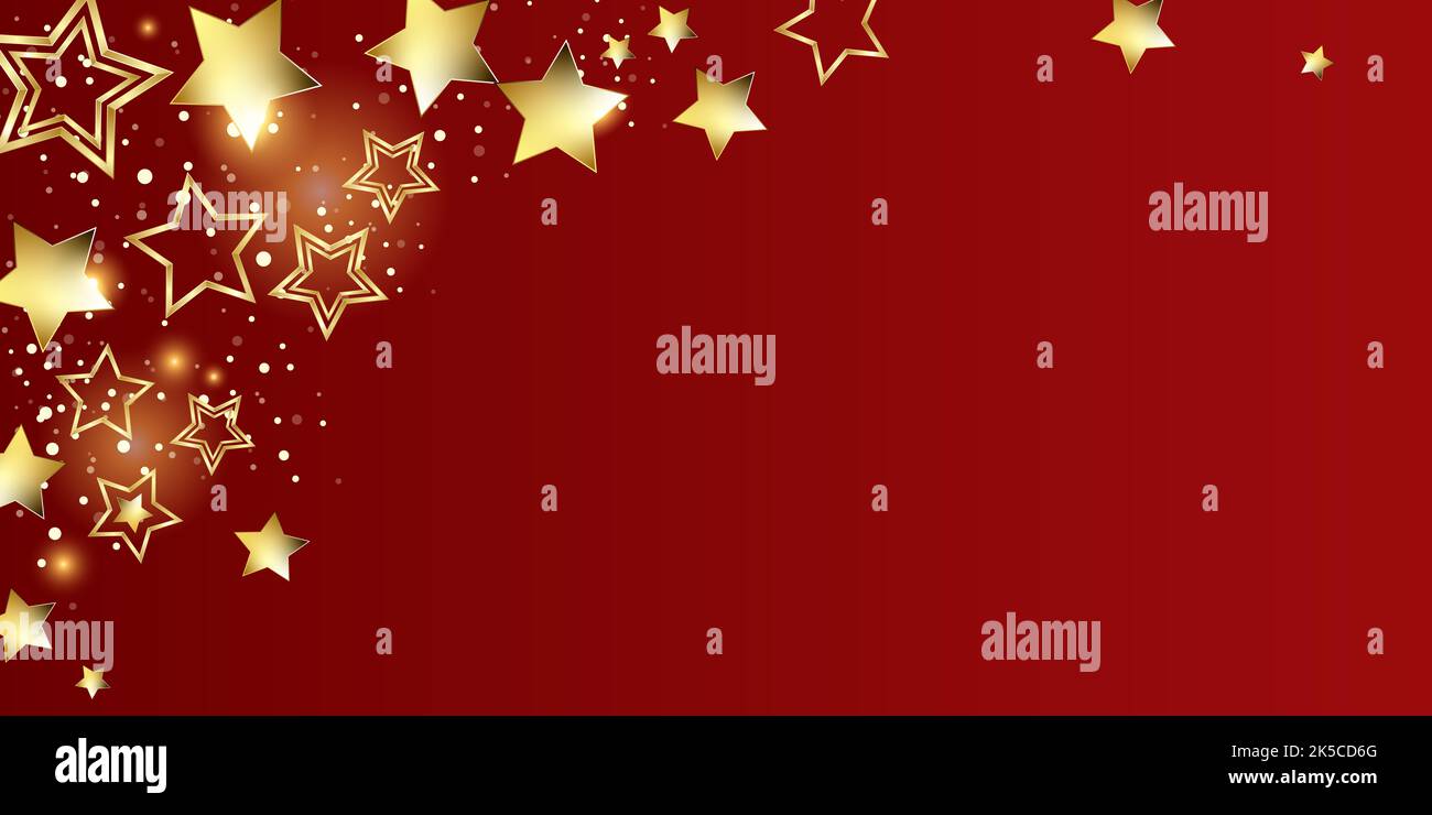 Christmas Gold stars on a red background - Design banner theme Stock ...