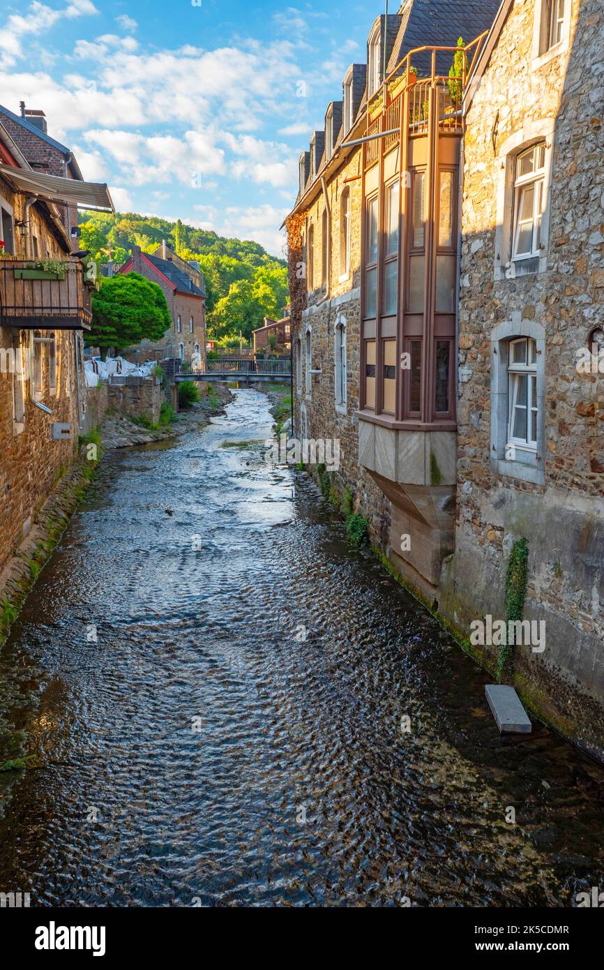 Vichtbach in Oberstolberg, grew into a stream during the July 2021 floods, Stolberg, Rhineland, Aachen city region, North Rhine-Westphalia, Germany Stock Photo