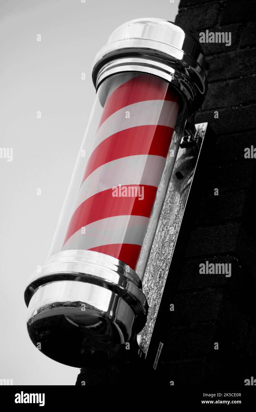 Abstract selective colour barbers pole Stock Photo