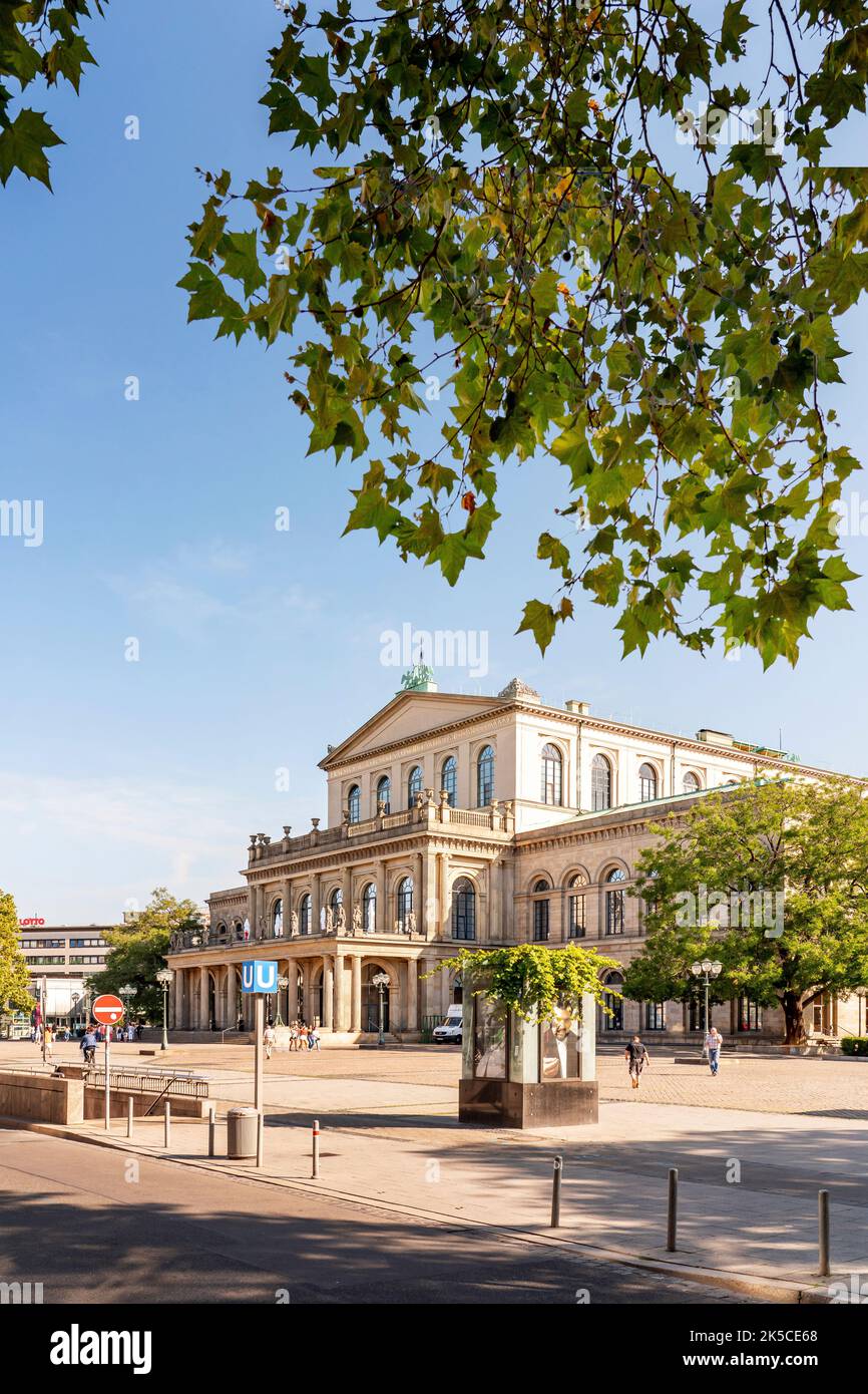 Morning at opera house in green city Hannover, Lower Saxony, Germany Stock Photo