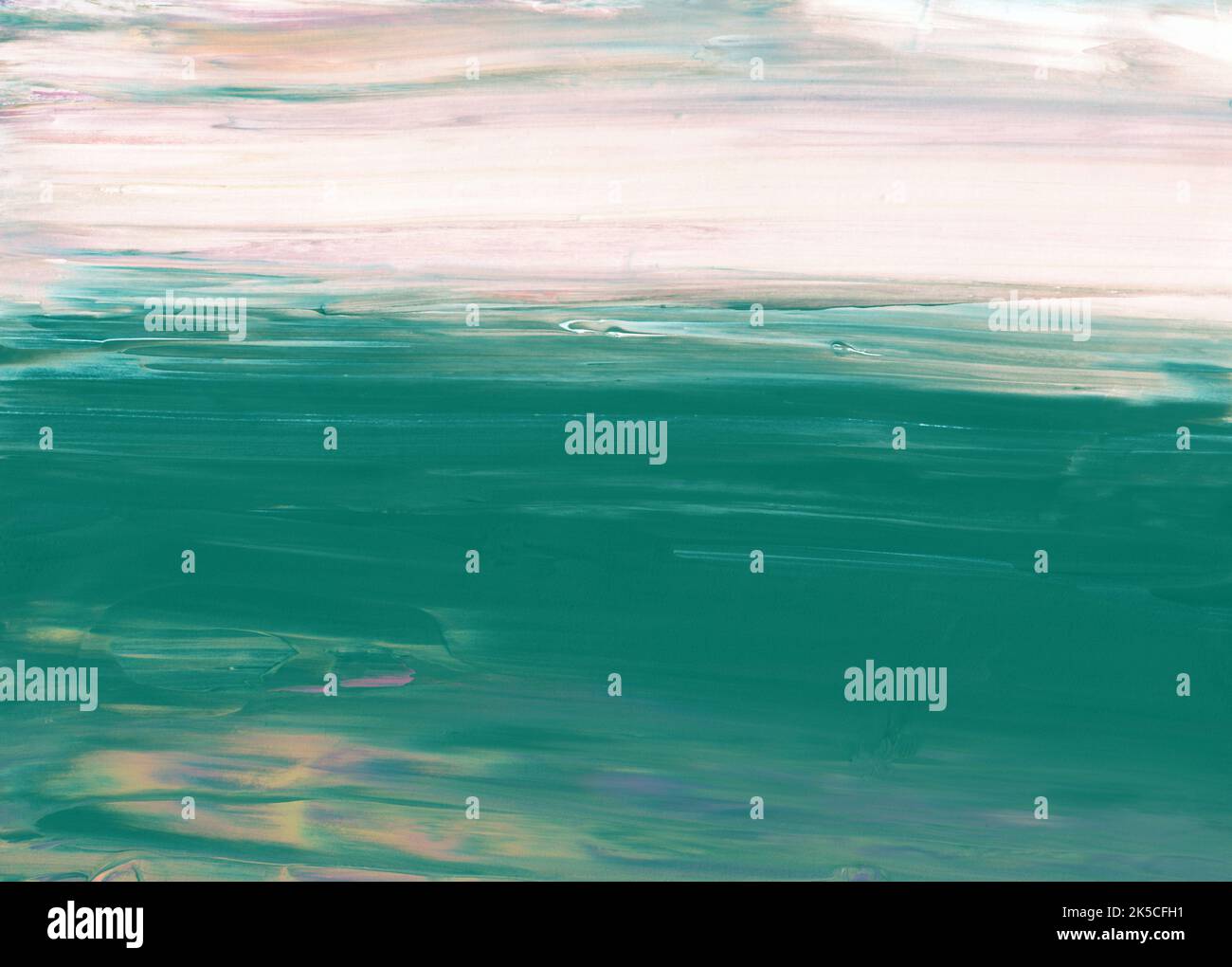 Abstract green, white and beige background. Minimalist backdrop. Brush strokes on paper Stock Photo