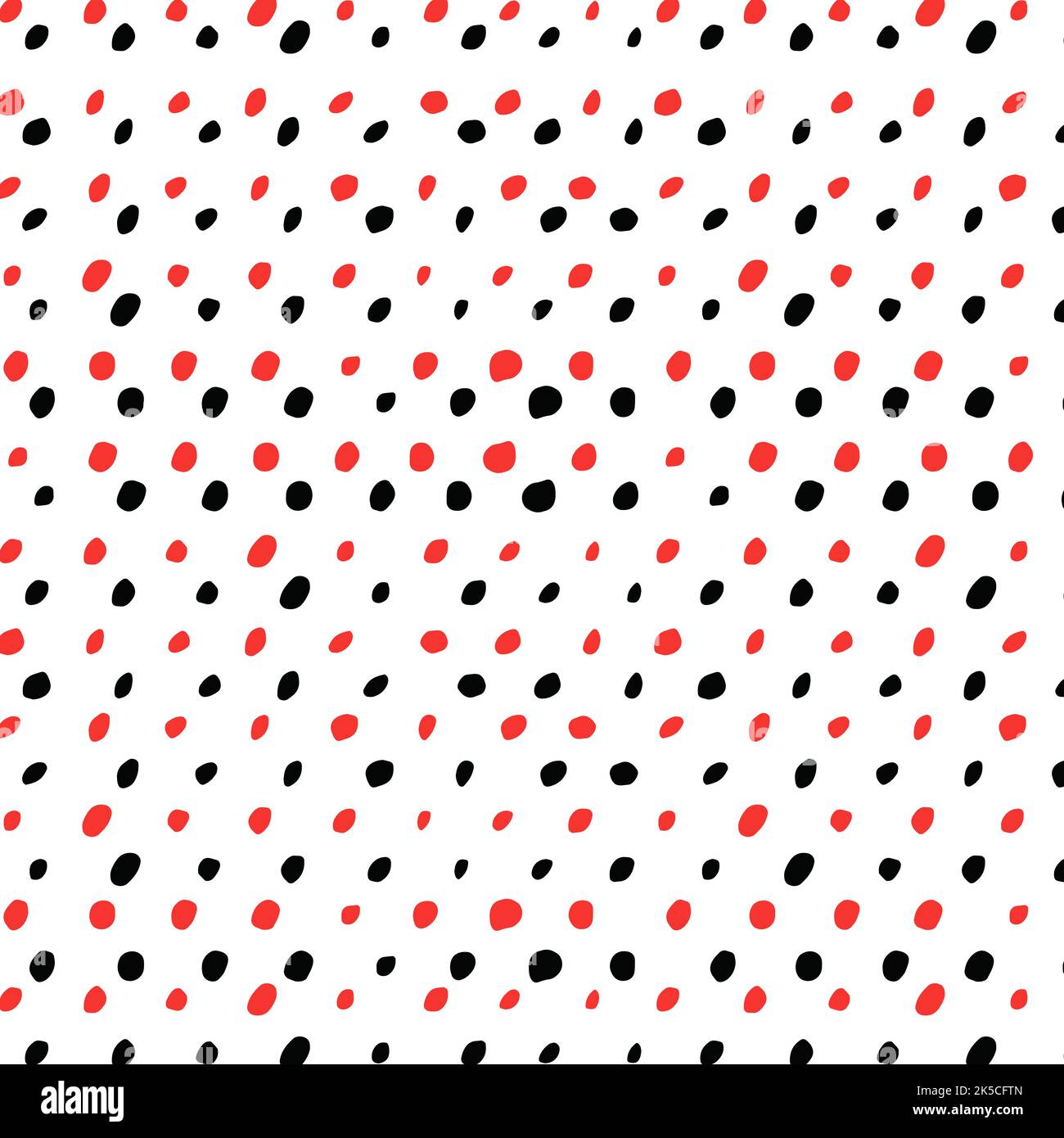Hand Drawn Red And Black Polka Dot Pattern Vector Illustration Stock Vector