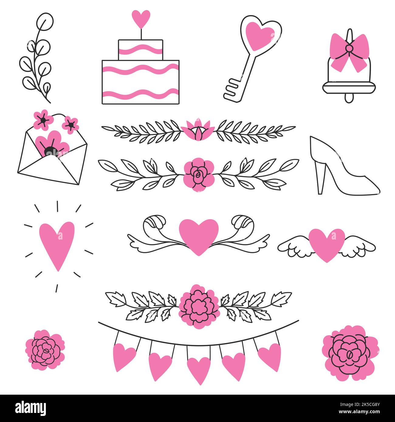 hand drawn wedding ornaments collection vector design illustration ...