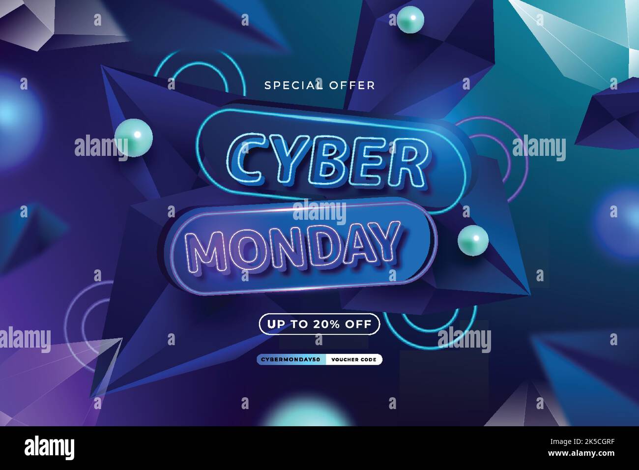 realistic polygonal cyber monday background vector design illustration Stock Vector