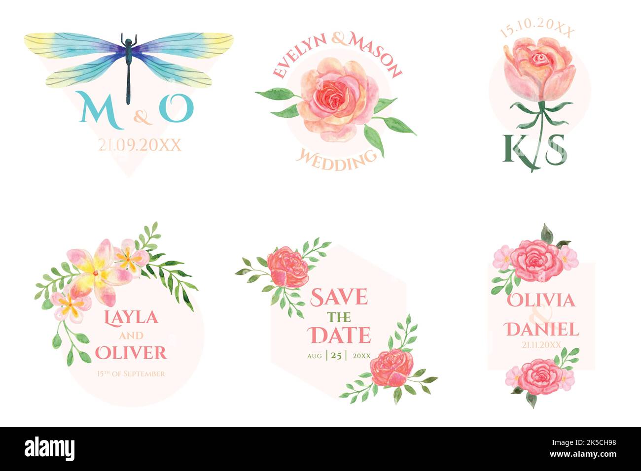 painted wedding monograms templates vector design illustration Stock Vector