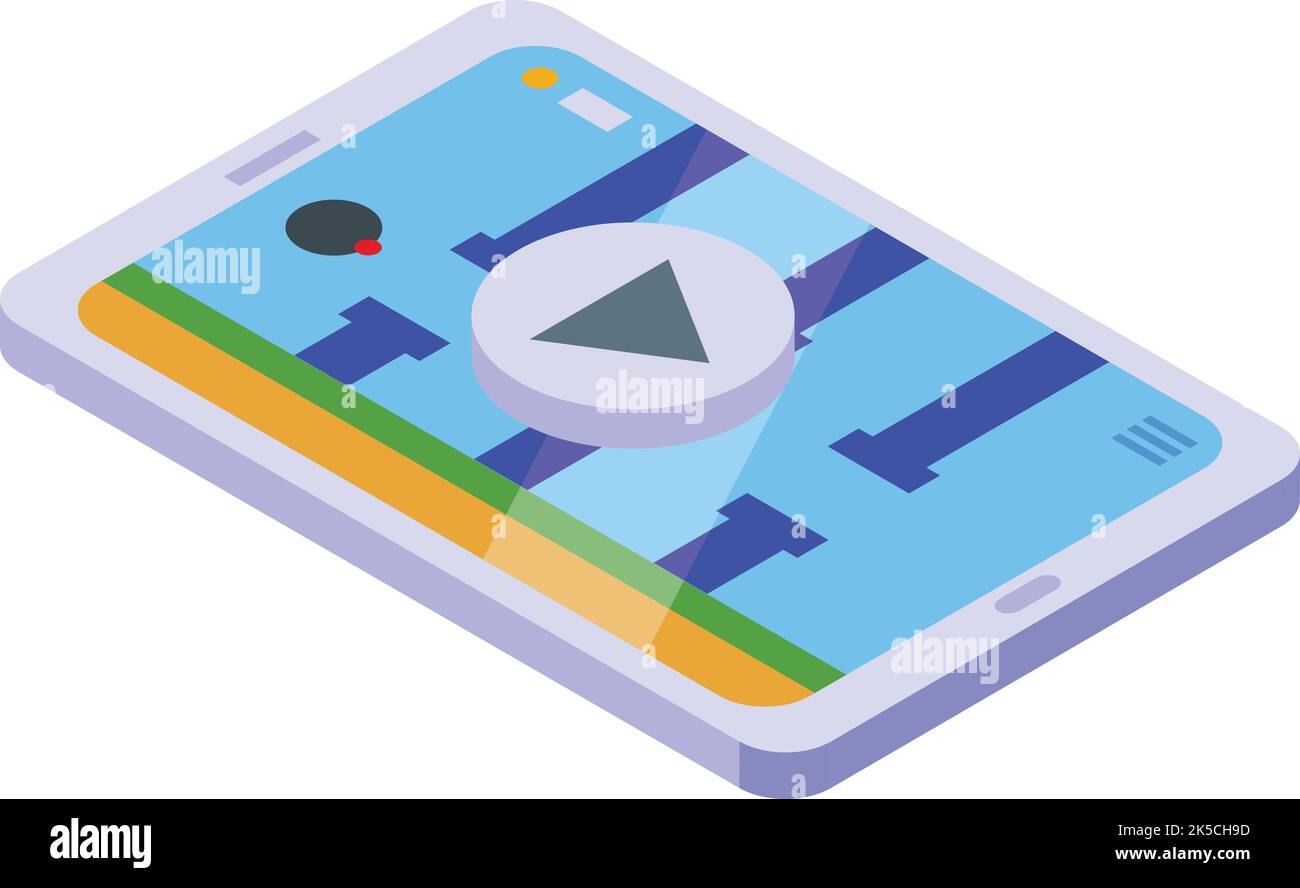 Tablet gameplay icon isometric vector. Game machine. Mobile screen Stock Vector