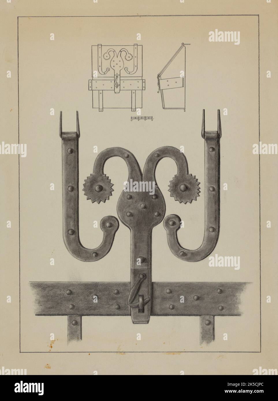 Hinges and Hasp on a Conestoga Wagon Tool Box, c. 1937 Stock Photo Alamy