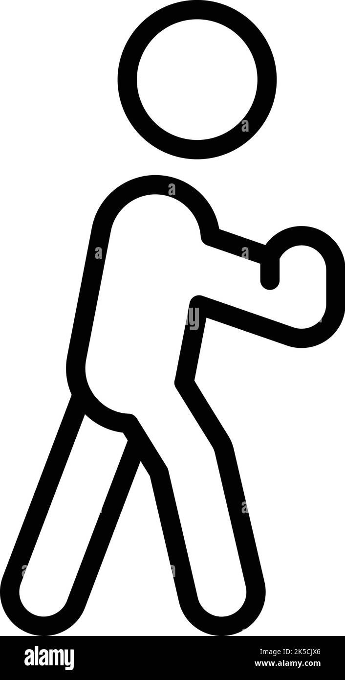 Boxing man icon outline vector. Self defense. Martial attack Stock