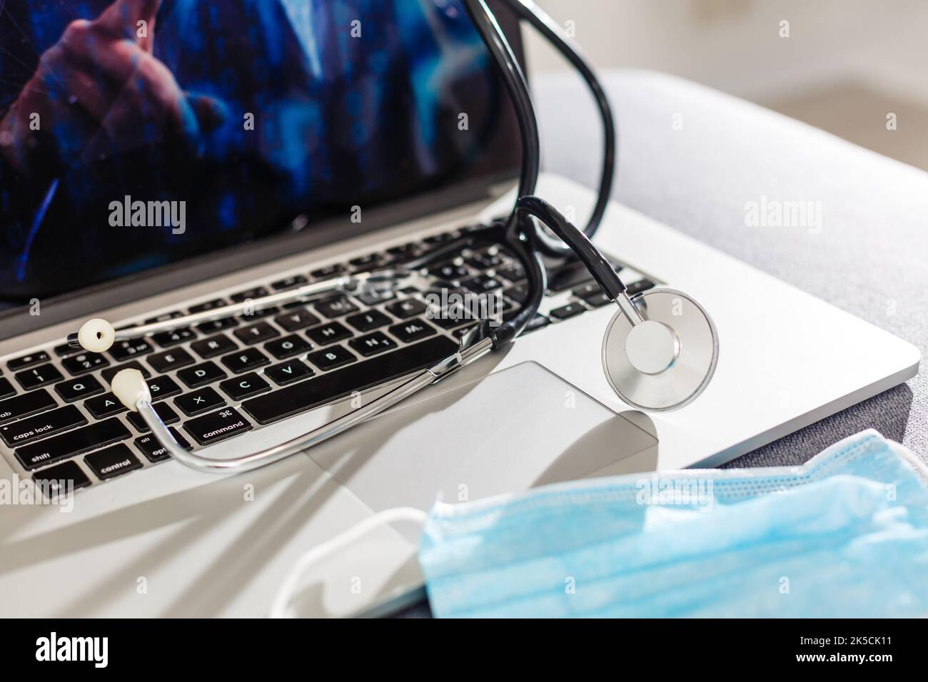 Computer or data analysis - Stethoscope over a laptop computer keyboard ...