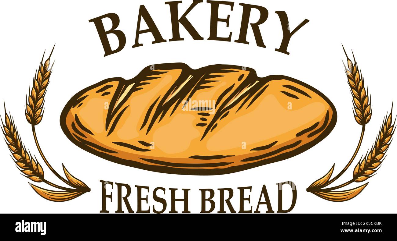 Bakery emblem with bread illustration. Design element for emblem, sign