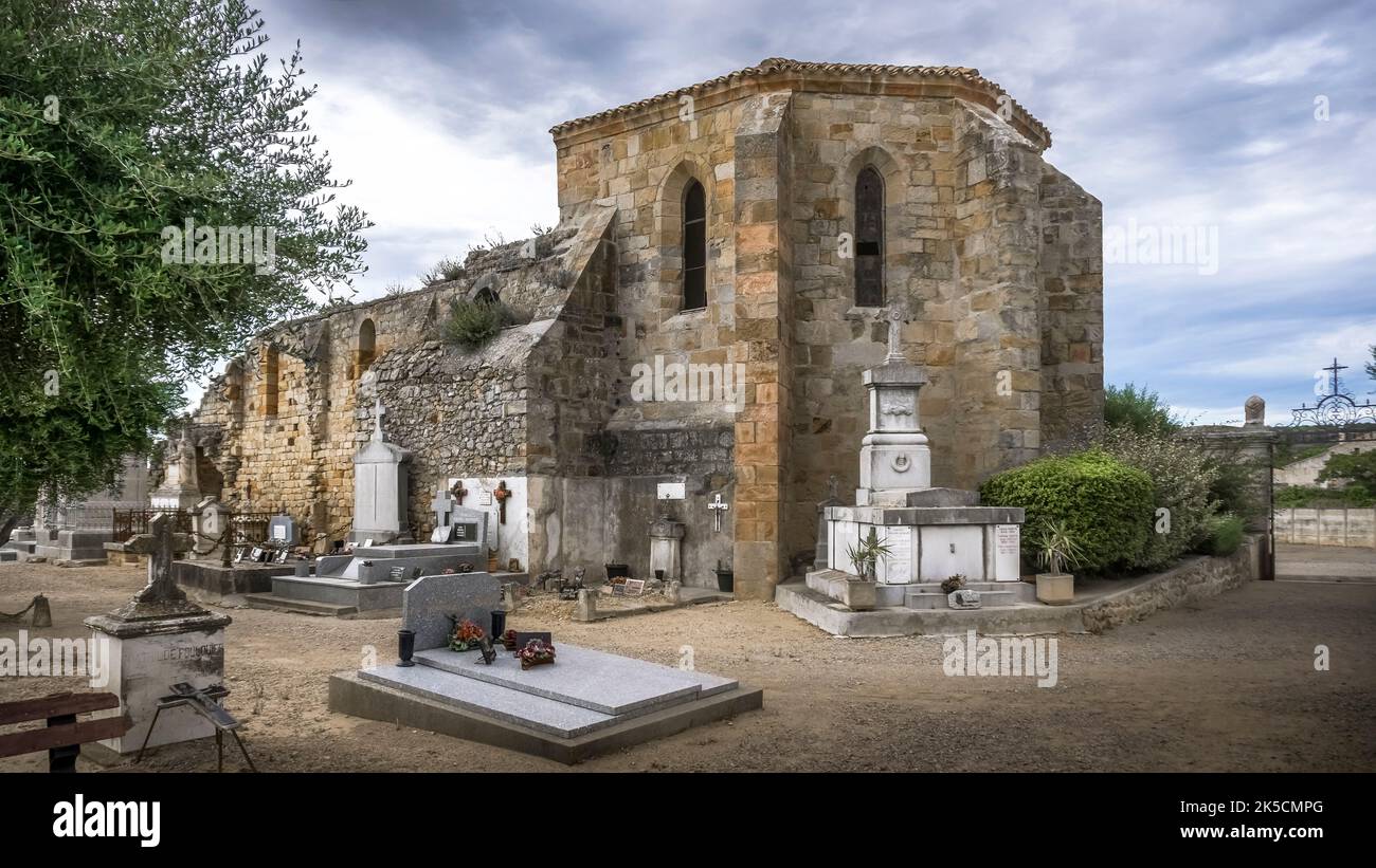 Cemetery in Bizanet. Stock Photo