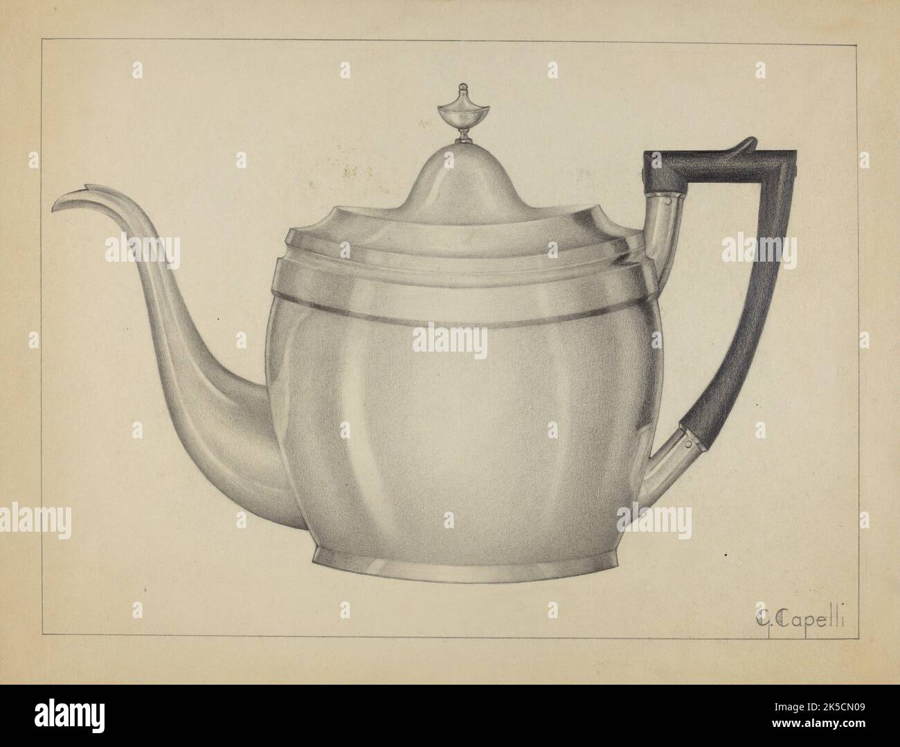 Silver Teapot, 1936. Stock Photo