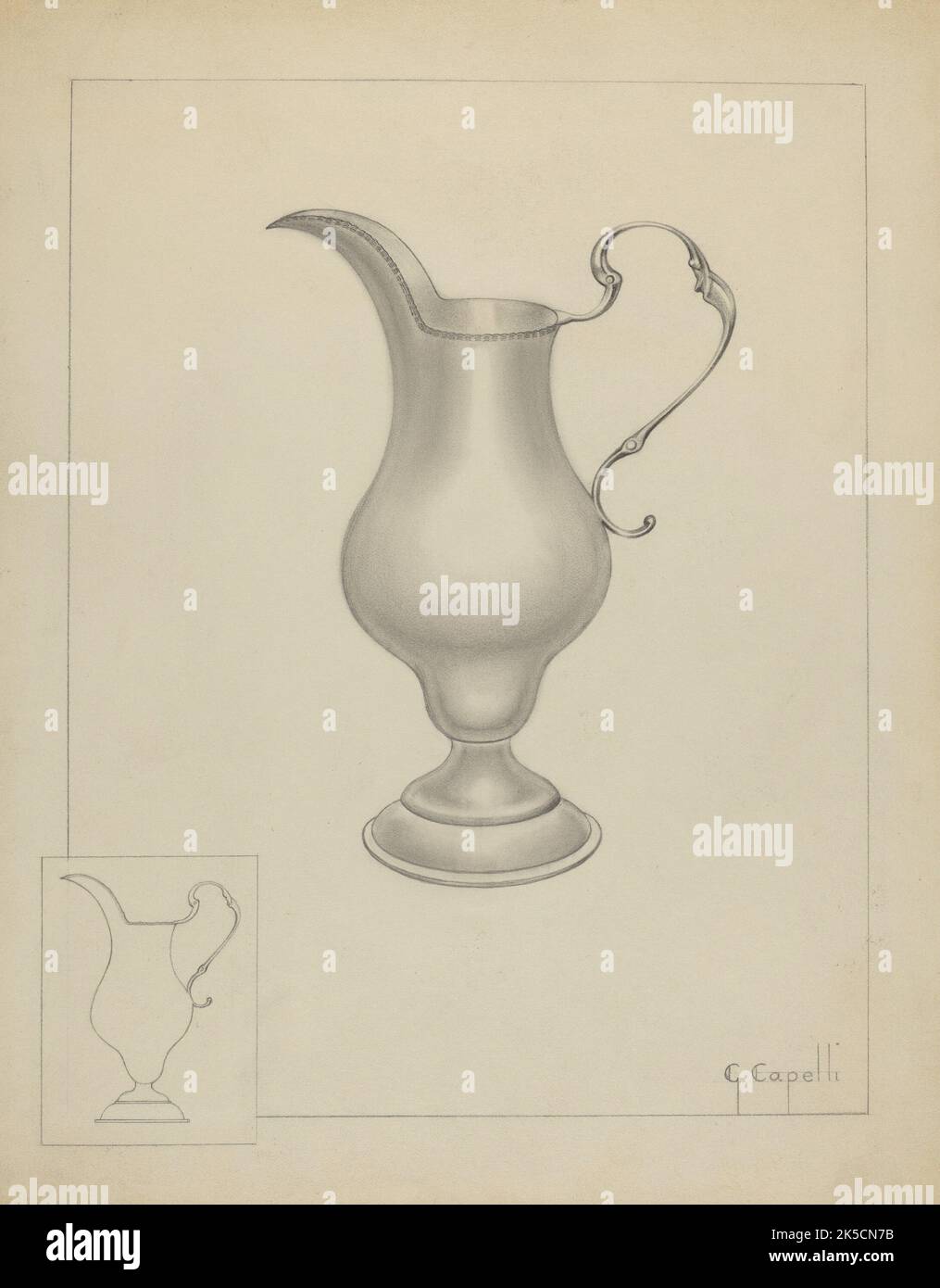 Silver Creamer, c. 1936. Stock Photo