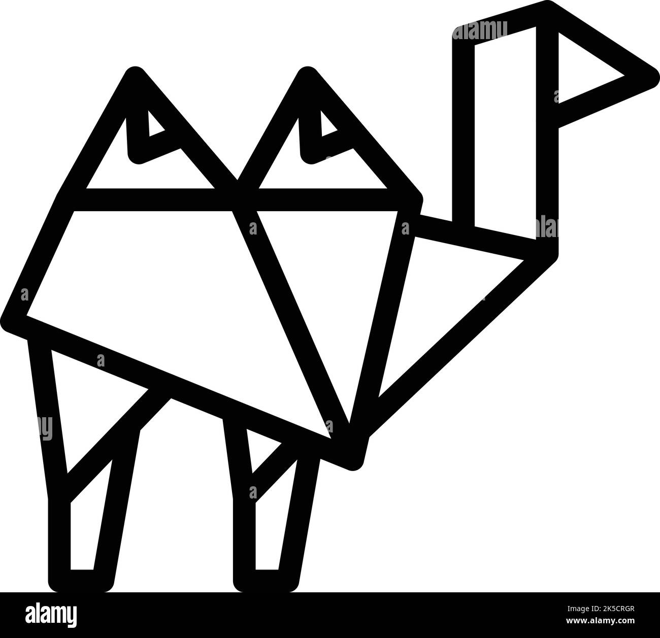 Origami camel icon outline vector. Geometric animal. Polygon art Stock