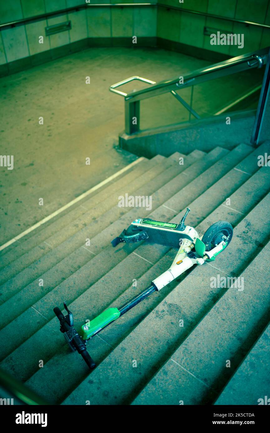 E-scooter, stairs Stock Photo