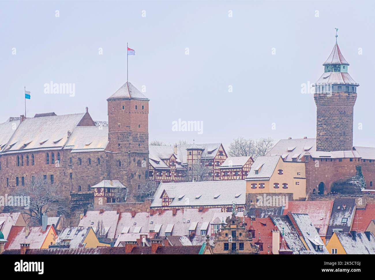 Kaiserburg in Nuremberg in the snow Stock Photo