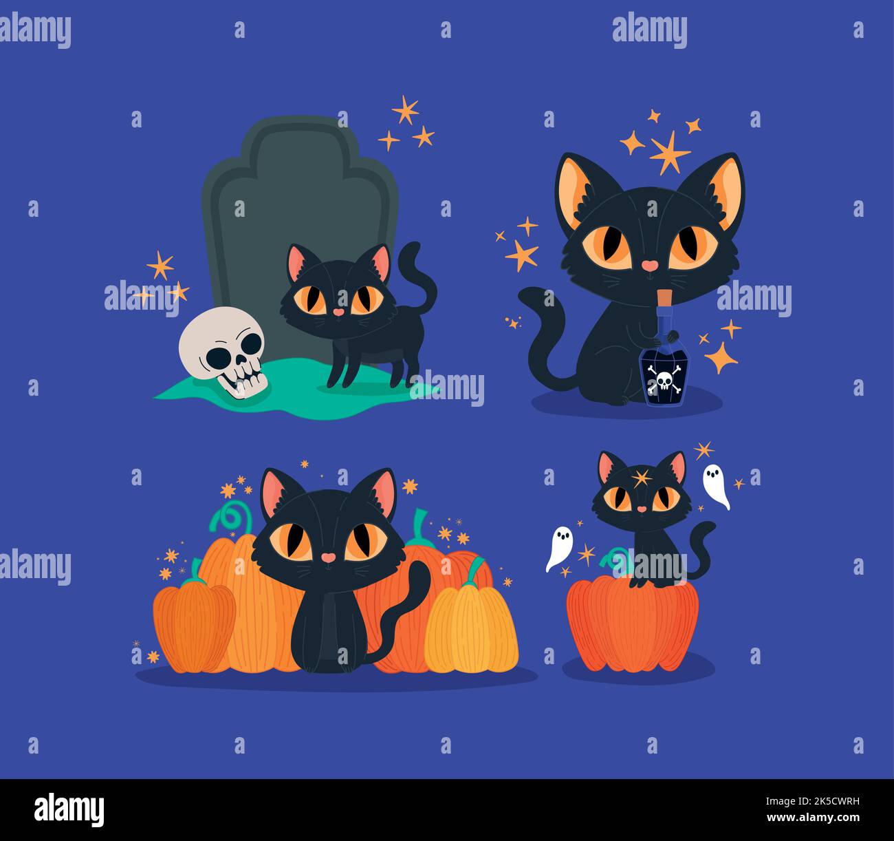 halloween cats set Stock Vector Image & Art Alamy