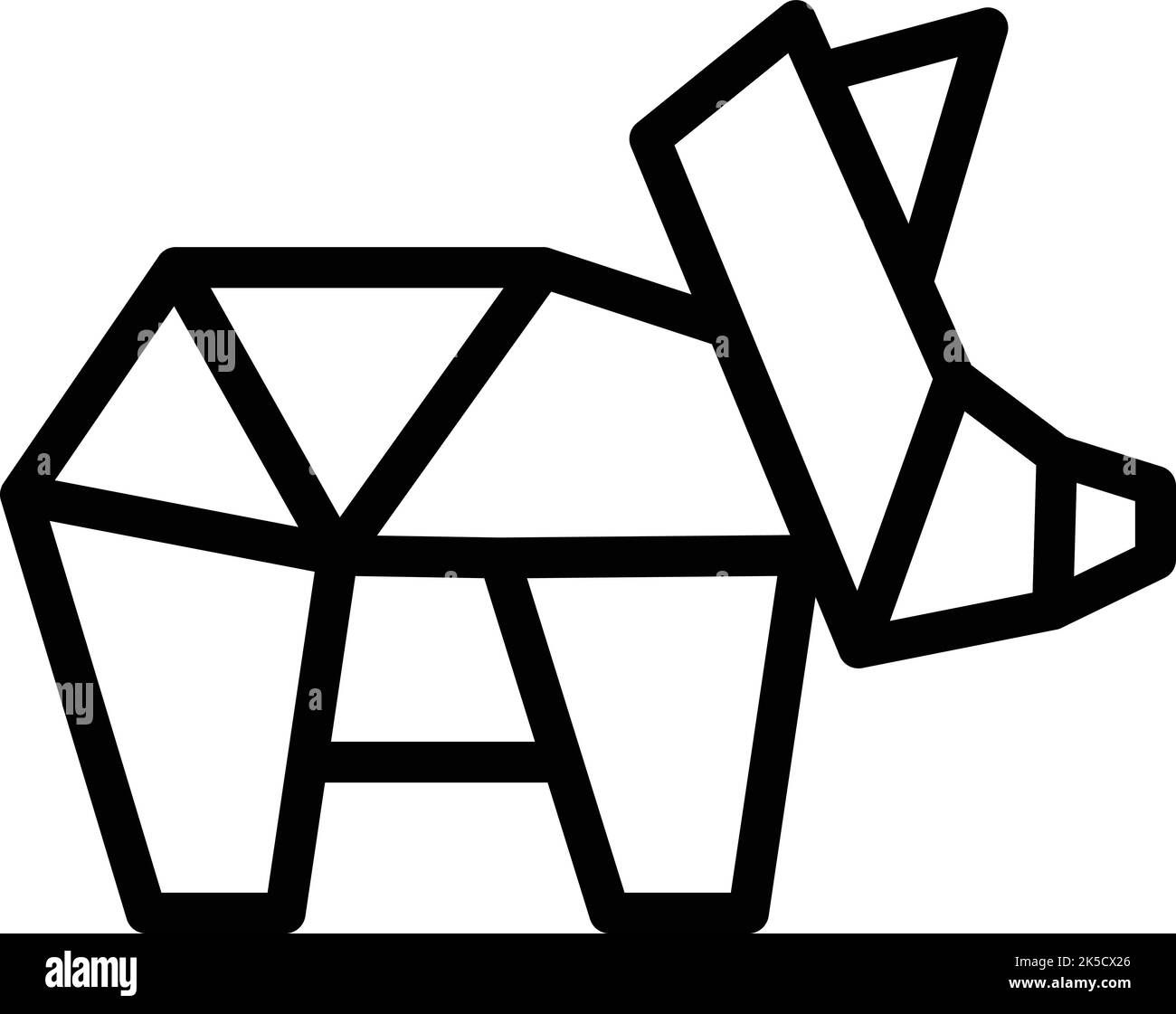 Folded animal icon outline vector. Origami polygon. Art japan Stock Vector