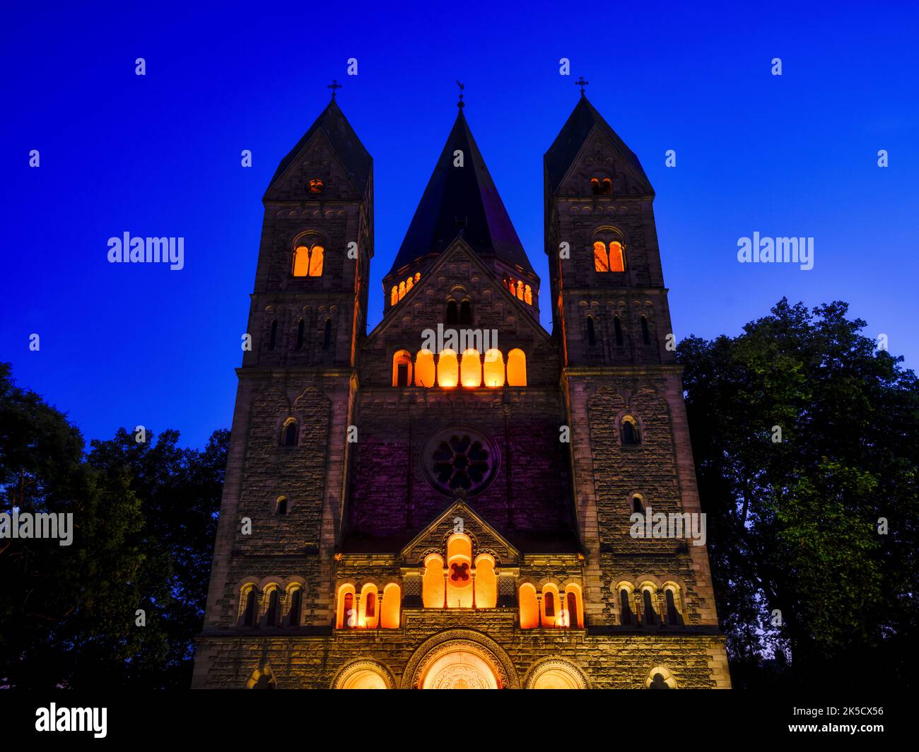 Temple Neuf at dusk, Metz, France Stock Photo