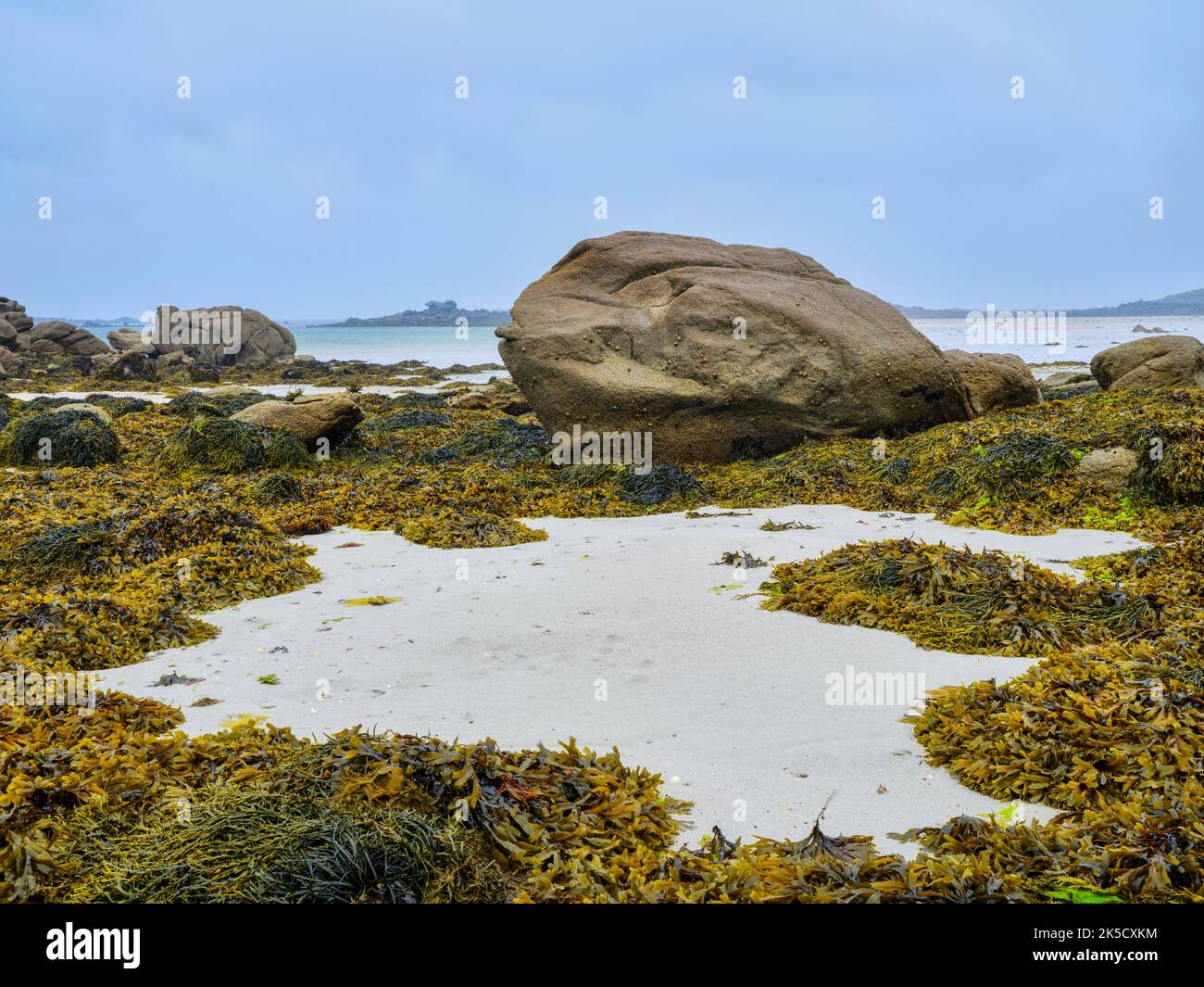 Low tide at Landeda beach, Brittany, France Stock Photo