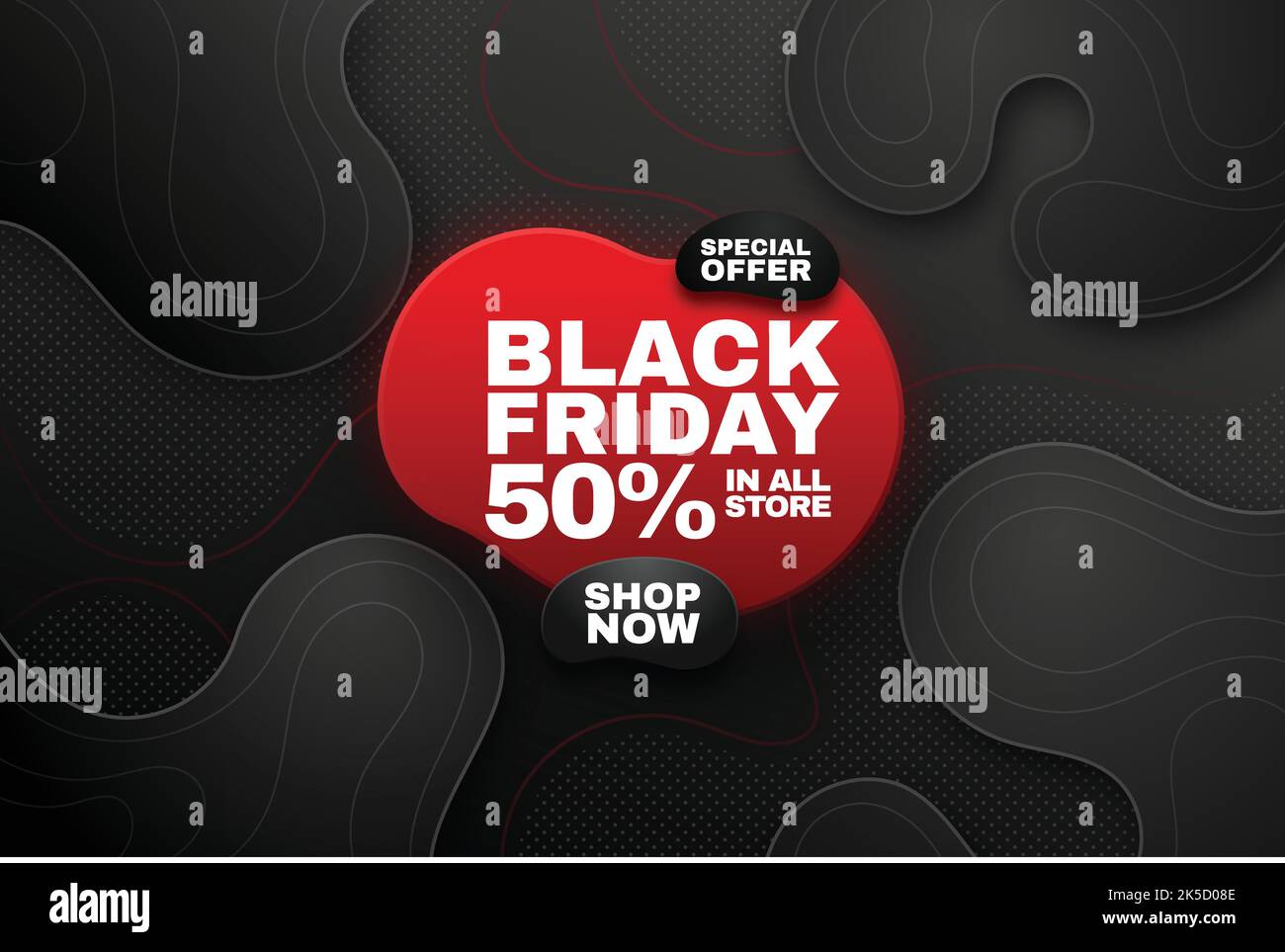 realistic wavy black friday background vector design illustration Stock Vector