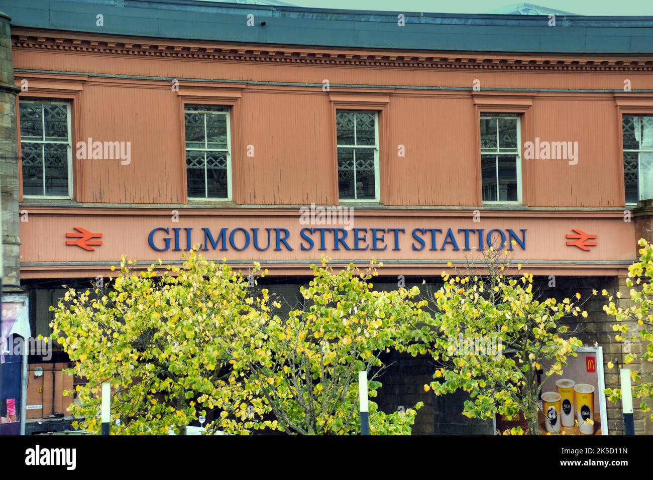 Gilmour Street railway station sign Paisley, Scotland, UK Stock Photo