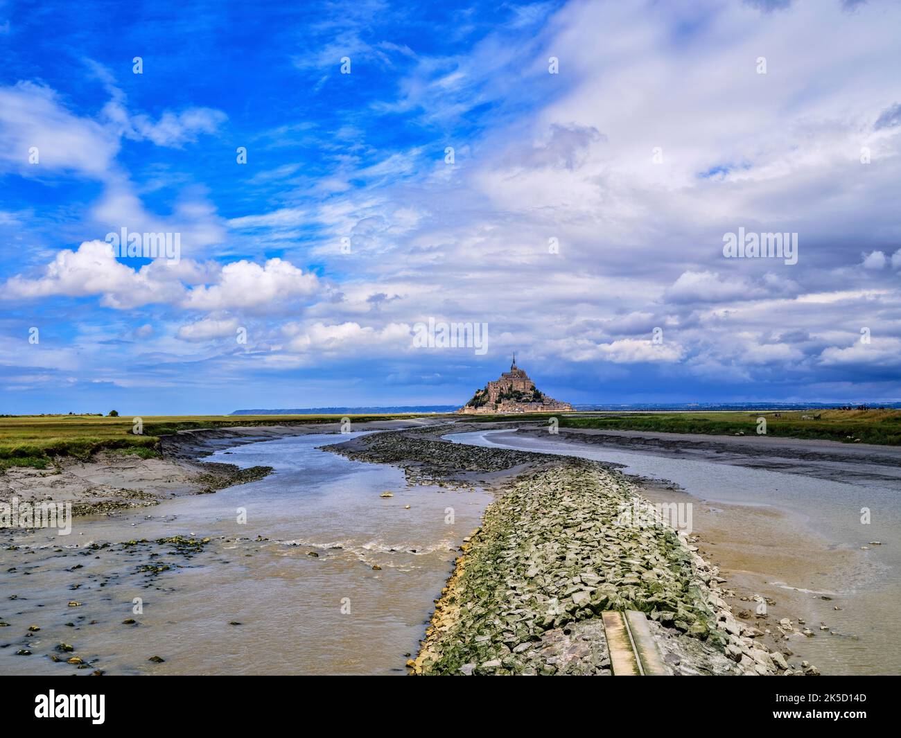 View over Couesnon to Mont Saint-Michel, Normandy, France Stock Photo