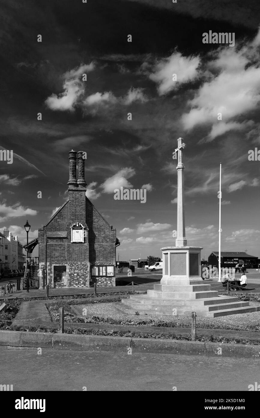 The Moot Hall and promenade of Aldeburgh town, Suffolk, East Anglia