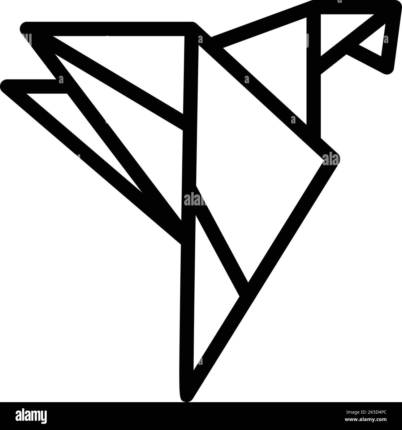 Japan art origami icon outline vector. Geometric animal. Paper polygon