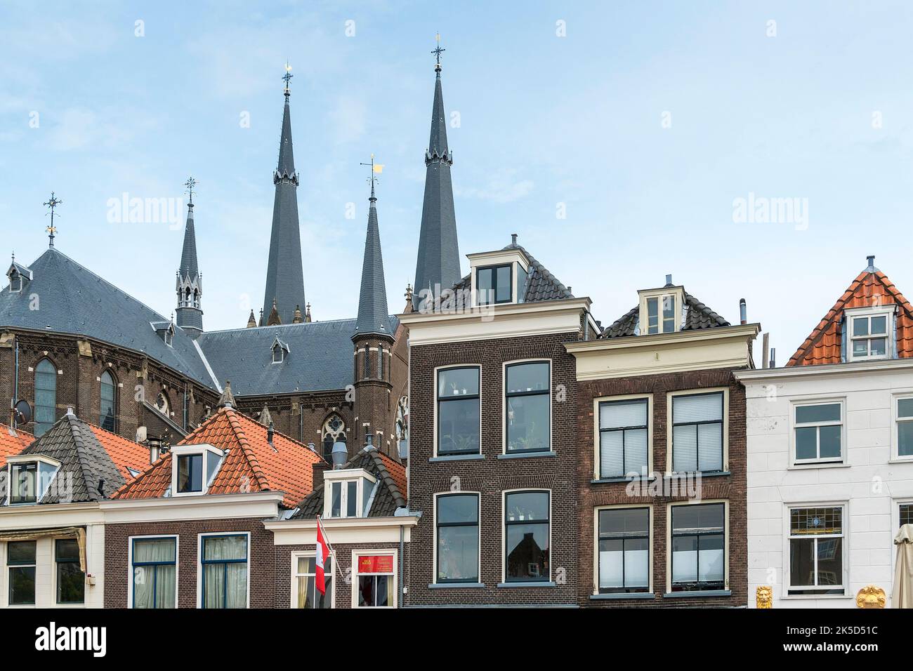 Delft (Netherlands), large market square, patrician houses Stock Photo