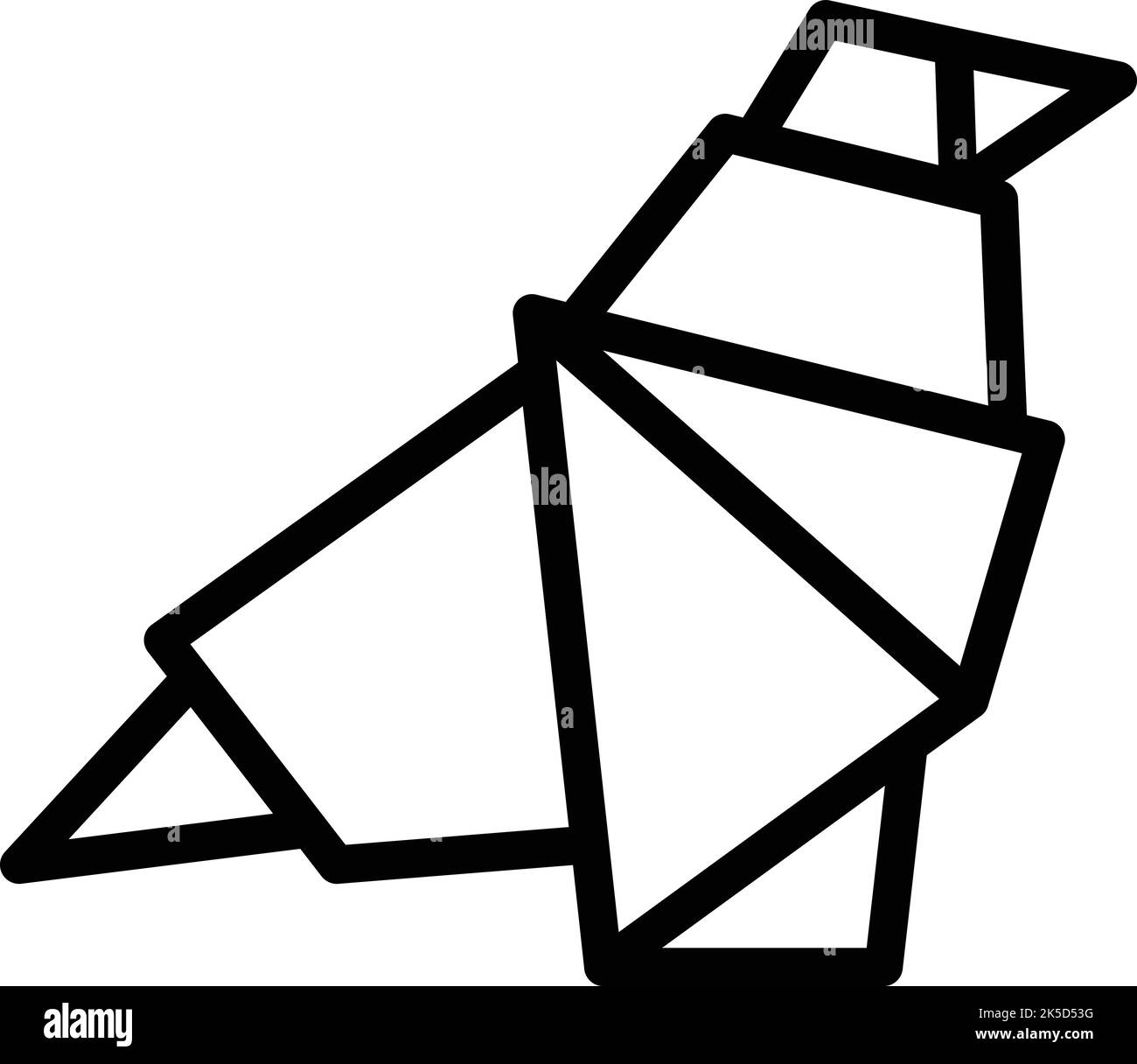 Bird folded icon outline vector. Origami animal. Polygon art Stock Vector