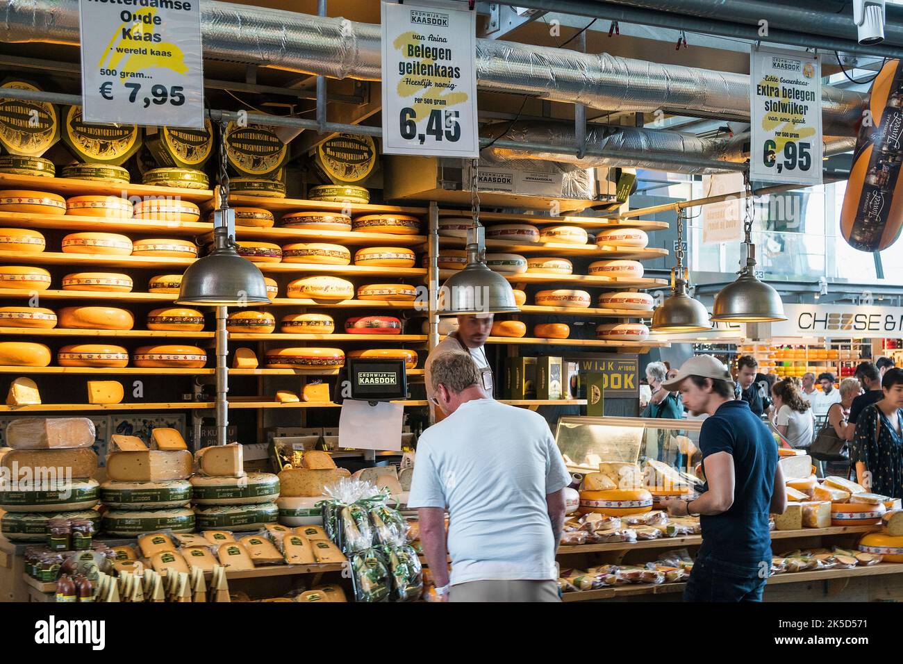 Netherlands, Rotterdam, market hall, cheese stand Stock Photo