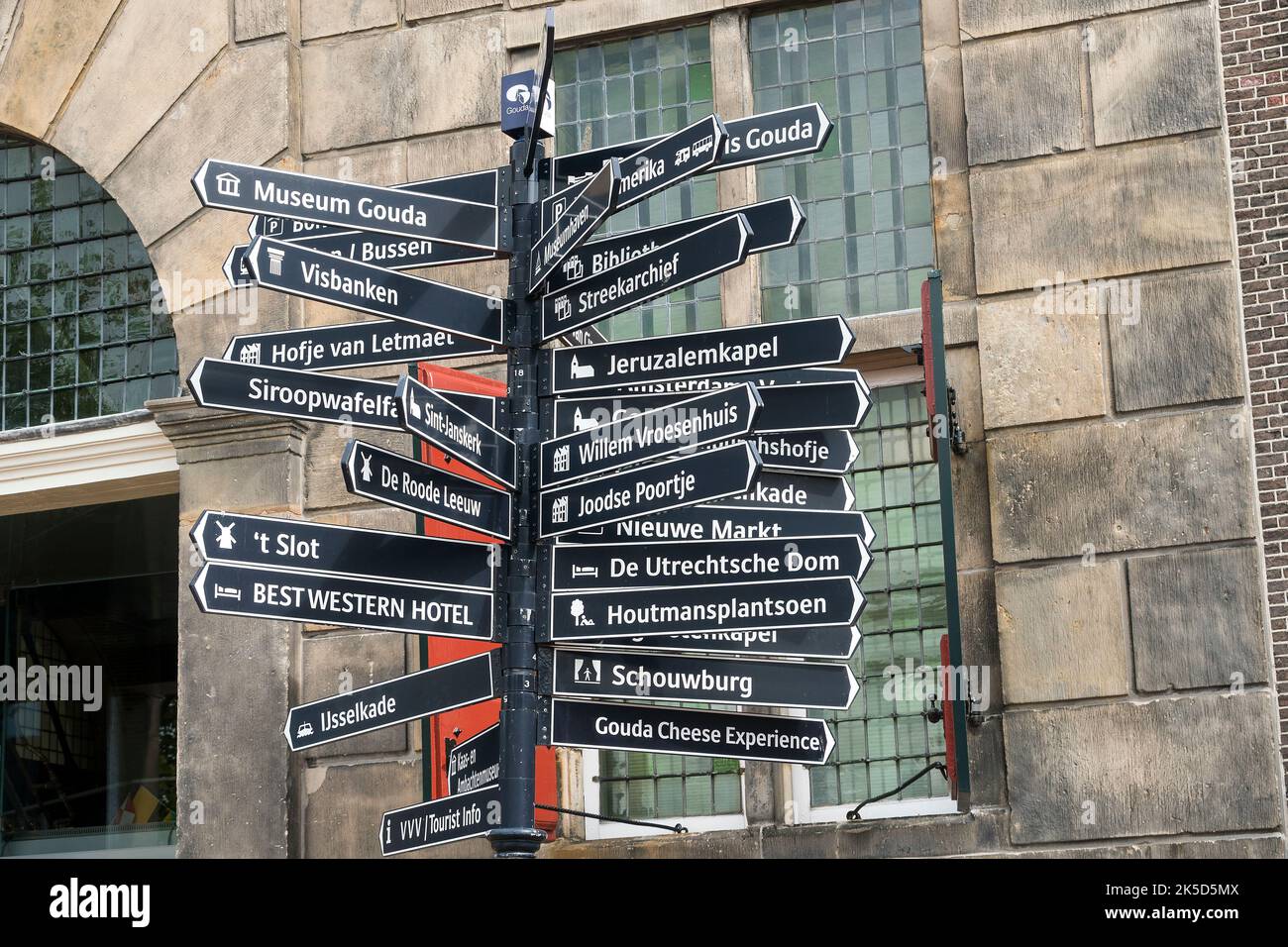 Netherlands, Gouda, scale, tourist information, signposts Stock Photo ...
