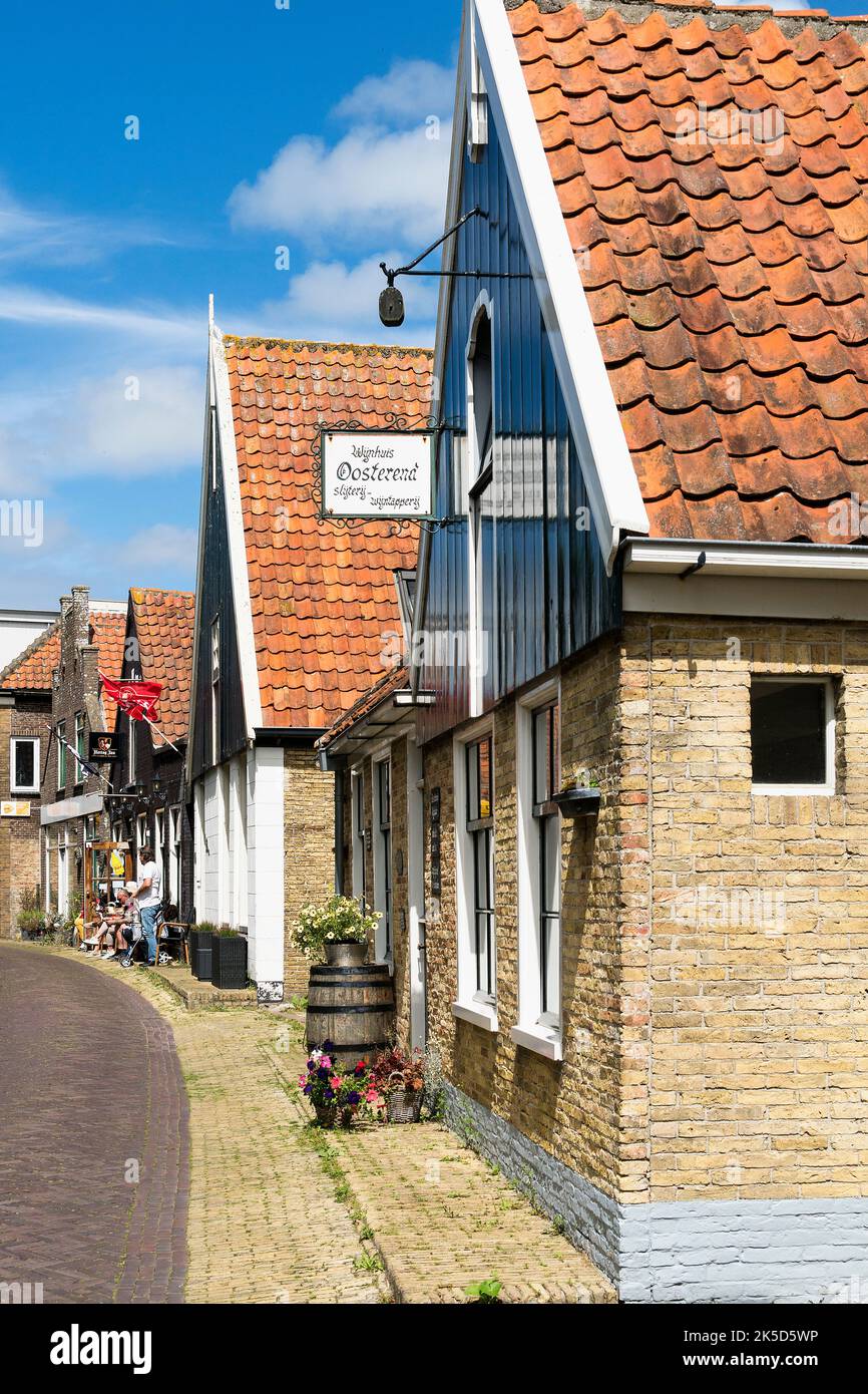 Netherlands, Texel, fishing village Oosterend, Kerkstraat, typical local houses Stock Photo