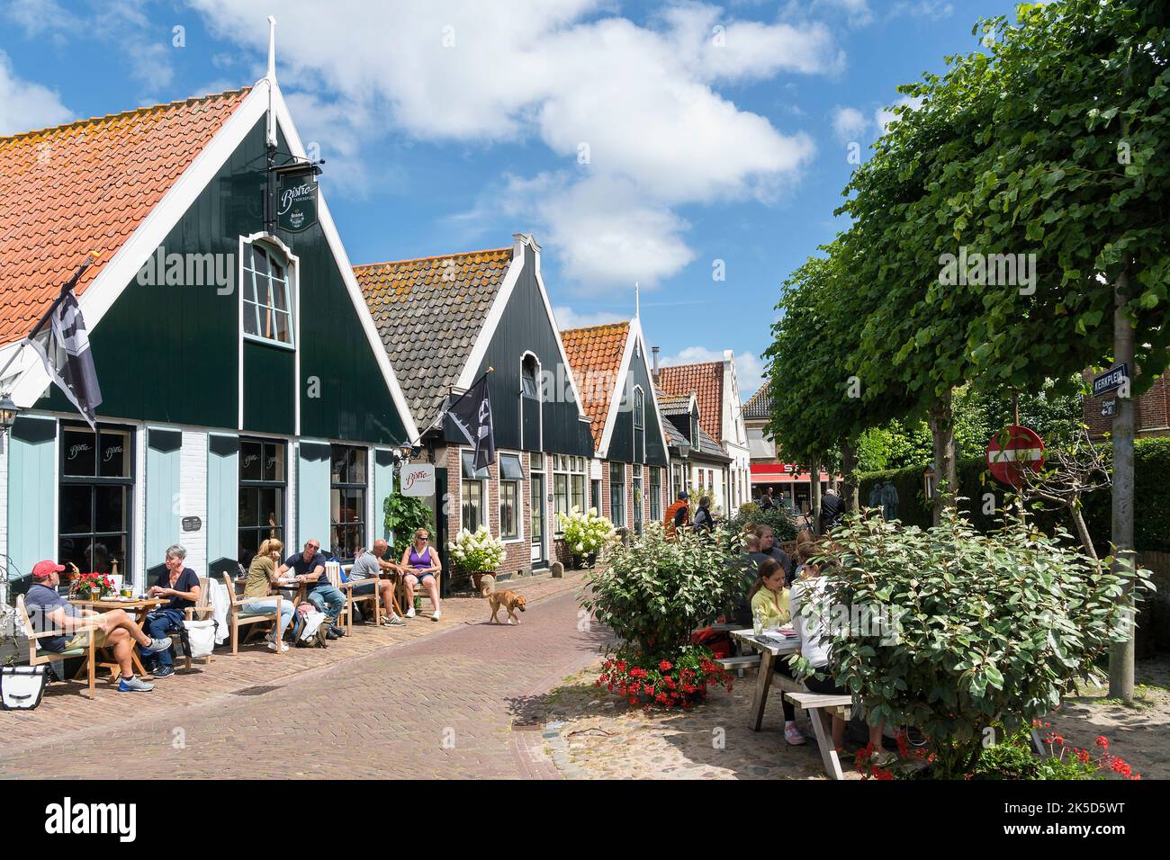 Netherlands, Texel, fishing village Oosterend, Kerkplein, cafe Stock Photo