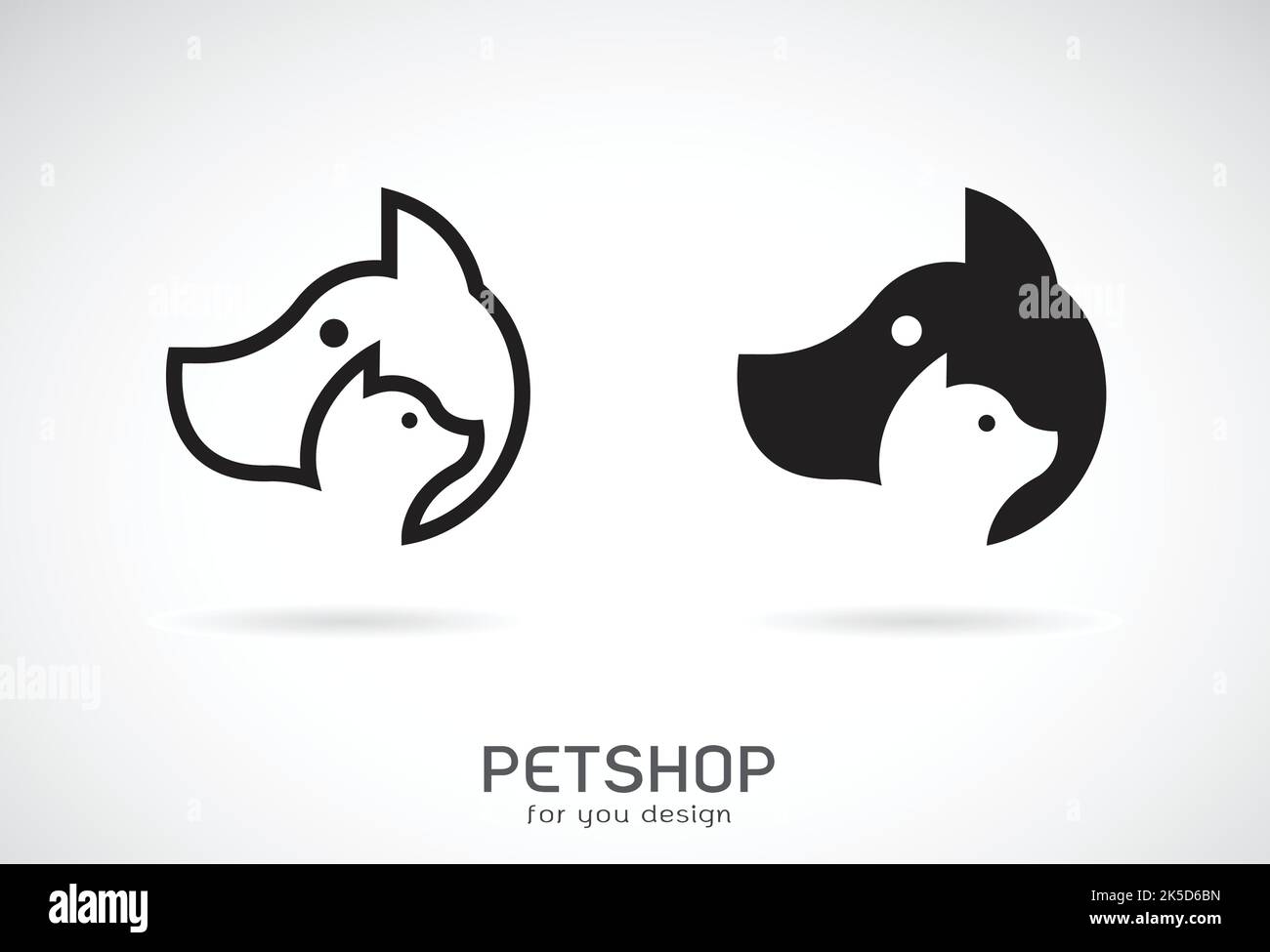 Vector of a dog and cat design on white background. Pet shop. Animal